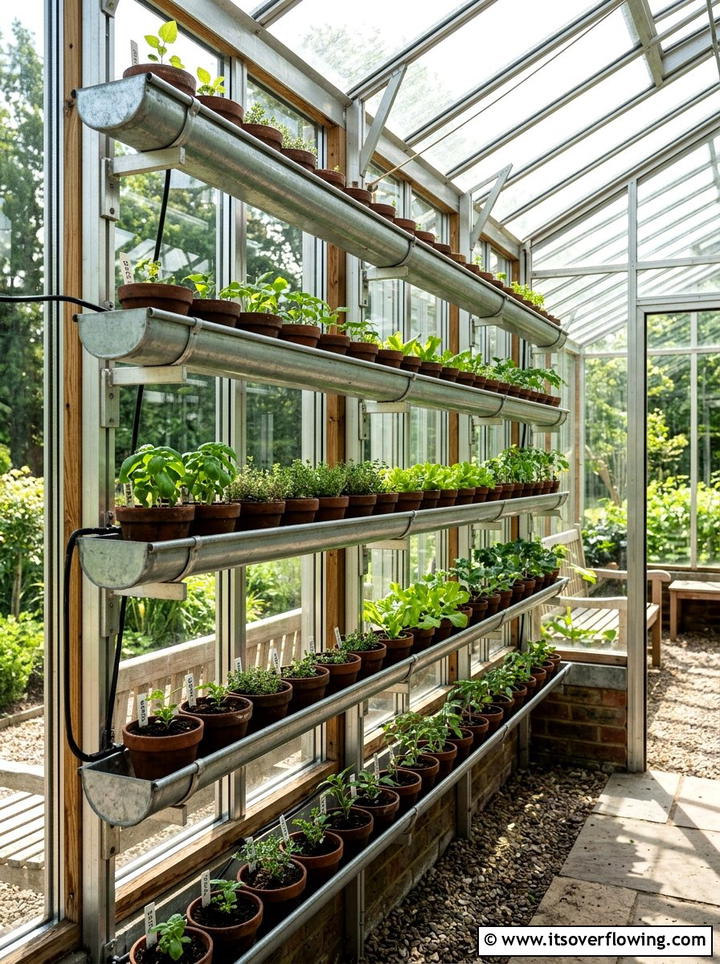 Gutter greenhouse shelving - 25 garden ideas with rain gutters