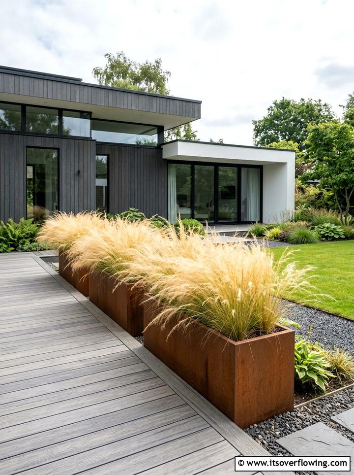 Hair grass minimalist backyard - 25 backyard ideas with ornamental grasses