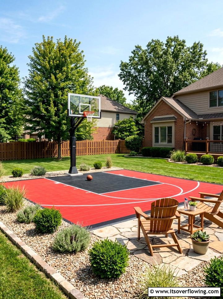 Half court basketball - 25 backyard ideas with sports court