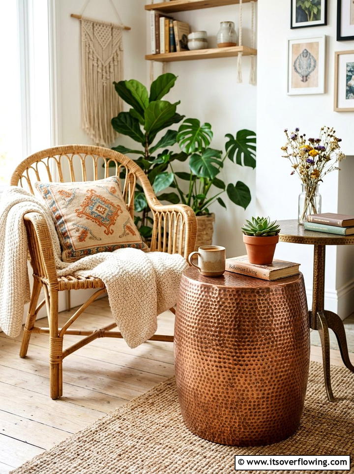 Hammered Metal Tables - 25 front porch ideas with metal decor