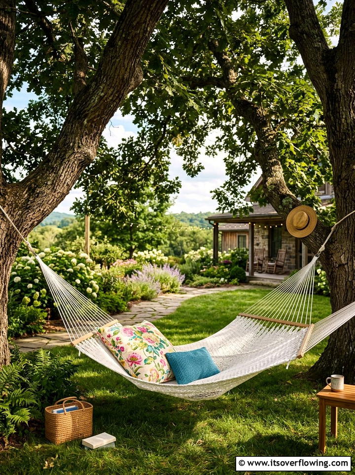 Hammock Decor - 25 garden decor ideas with throw pillows