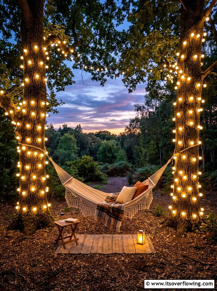 Hammock With Lights - 25 backyard ideas with hammock