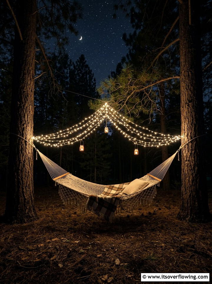 Hammock area lights - 25 garden ideas with string lights