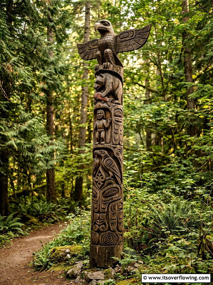Hand Carved Wooden Totem - 25 backyard decorating ideas with statues
