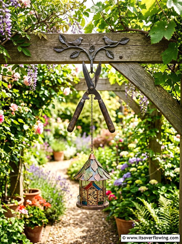 Hand Rake Jewelry Organizer - 25 recycled garden ideas with old tools