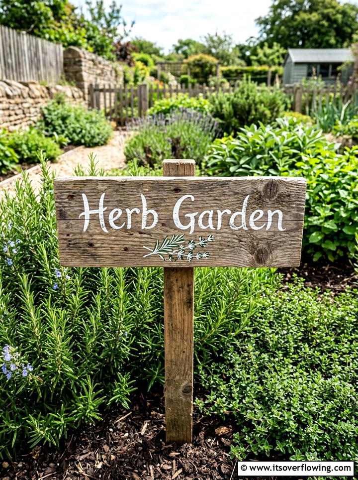 Hand painted garden sign - 25 garden decor ideas with reclaimed wood
