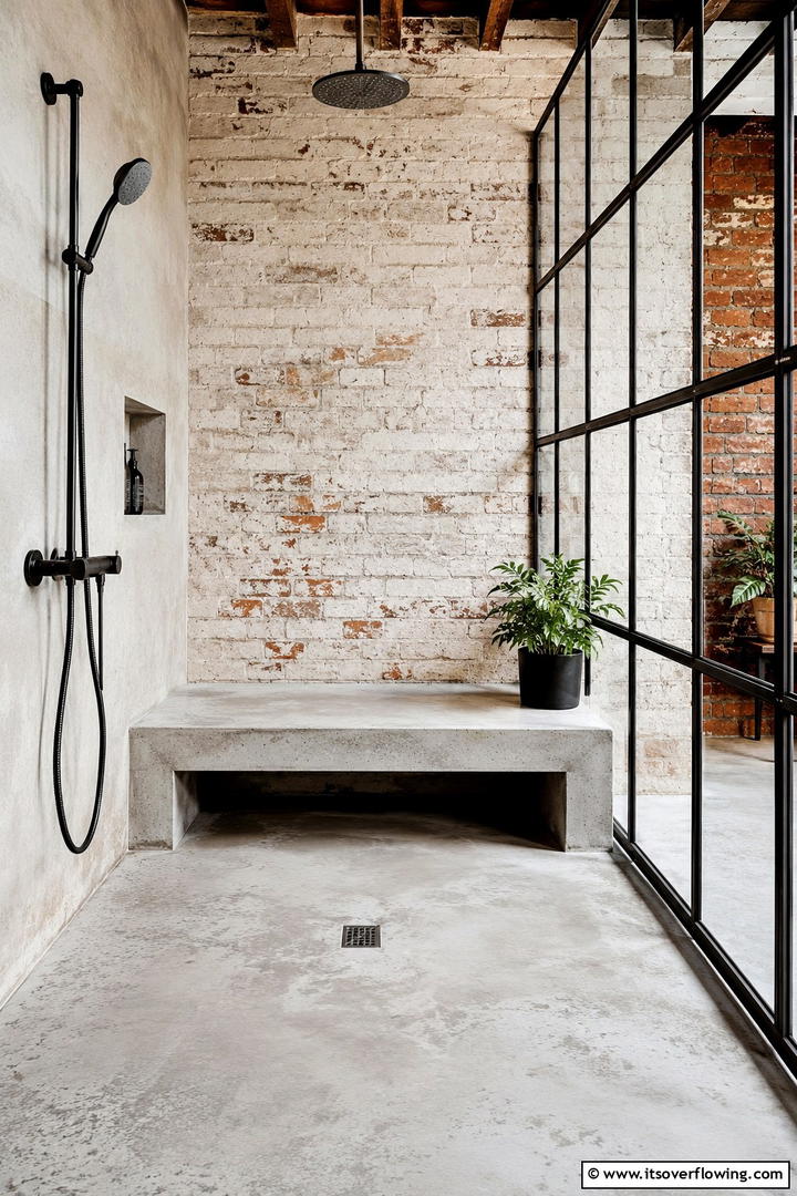 Handcrafted Cement Bench - 30 Shower Bench Ideas for Functional Bathroom Designs