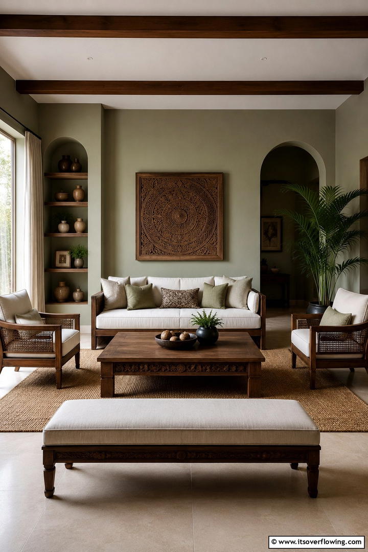 Handcrafted Details for a Warm Ambiance - 30 Rustic Sage Green Living Room Ideas for Earthy Elegance