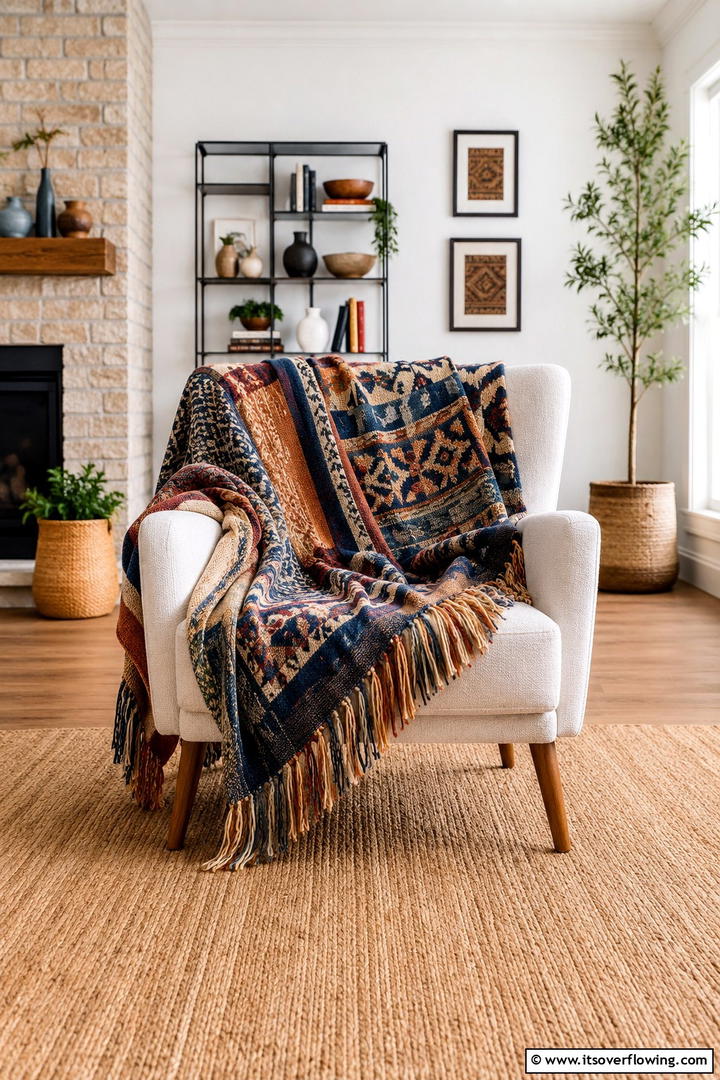 Handwoven Throw Blankets - 50 Living Room Fall Decor Ideas for Cozy Autumn Updates