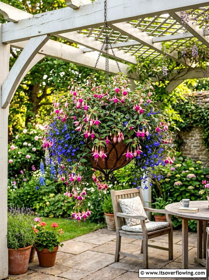 Hanging Basket Display - 25 backyard decorating ideas with floral displays