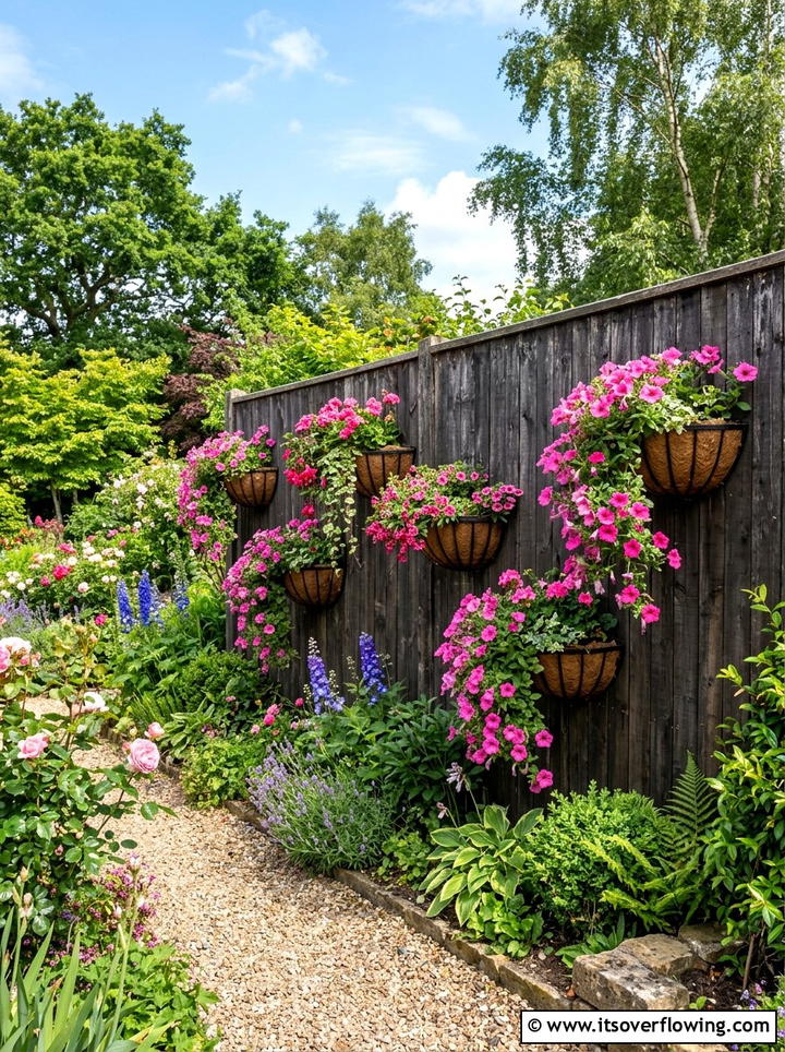 Hanging Basket Wall - 25 cheap garden ideas with vertical gardens