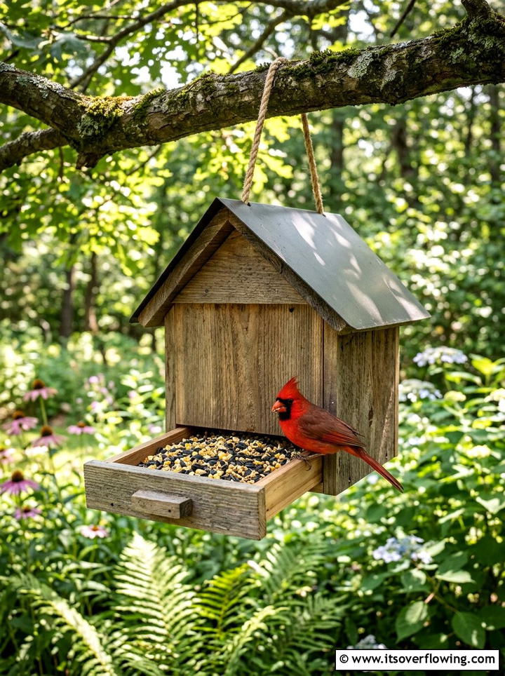 Hanging Bird Feeder Drawer - 25 recycled garden ideas with old drawers