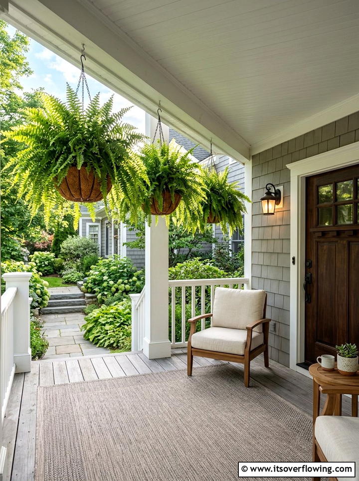 Hanging Boston Ferns - 25 front porch ideas with ferns