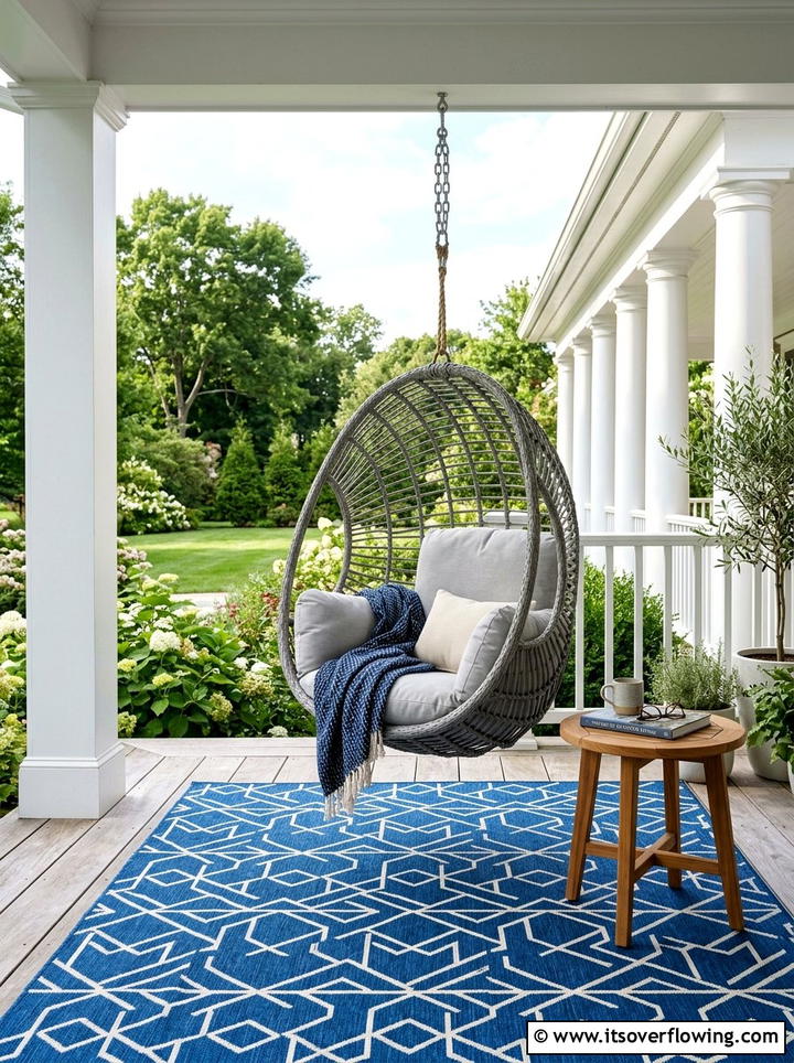 Hanging Chair With Rug - 25 front porch ideas with hanging chair