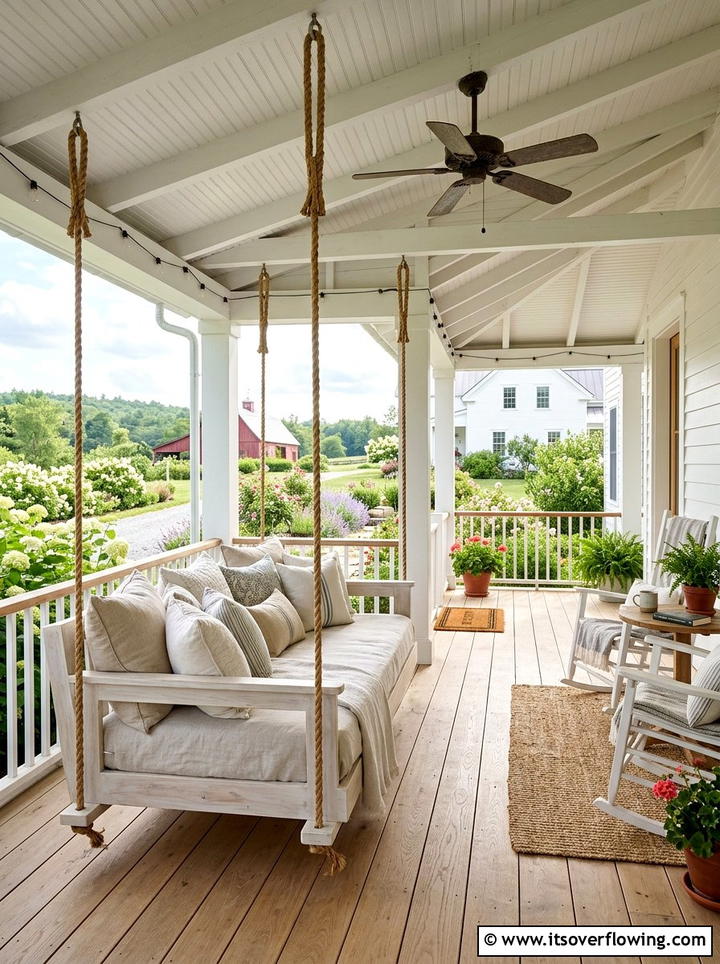 Hanging Daybed Swing - 25 front porch ideas for hot climates