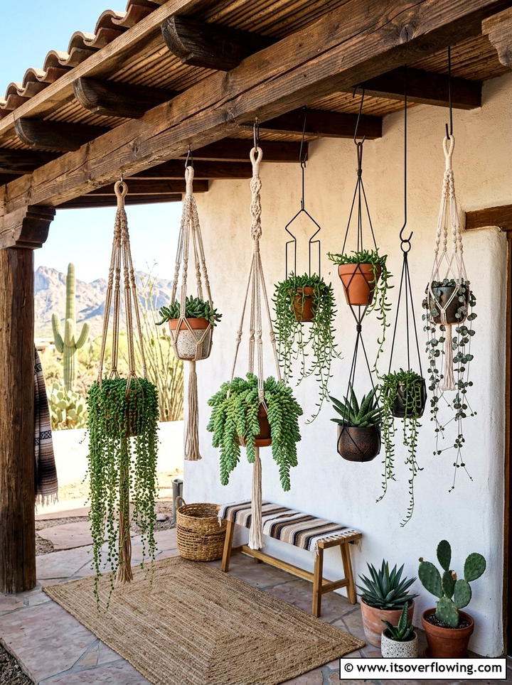Hanging Desert Plant Display - 25 garden decor ideas for desert gardens