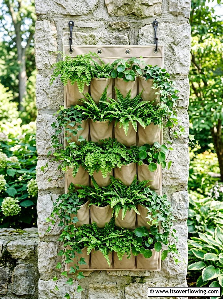 Hanging Fabric Shoe Organizer - 25 creative garden ideas with shoe planter wall