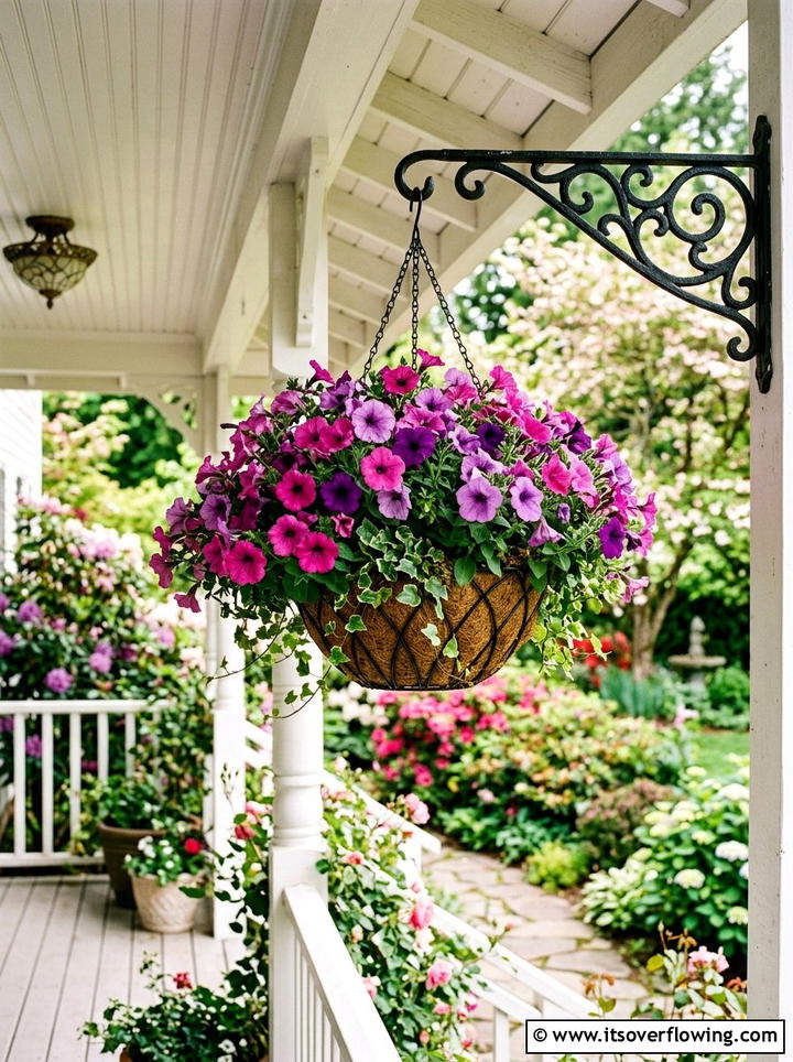 Hanging Flower Basket - 25 front porch ideas for narrow entry
