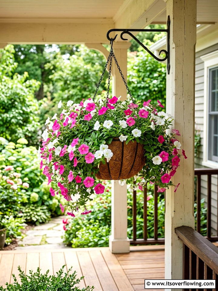 Hanging Flower Basket - 25 garden decor ideas with spring decor