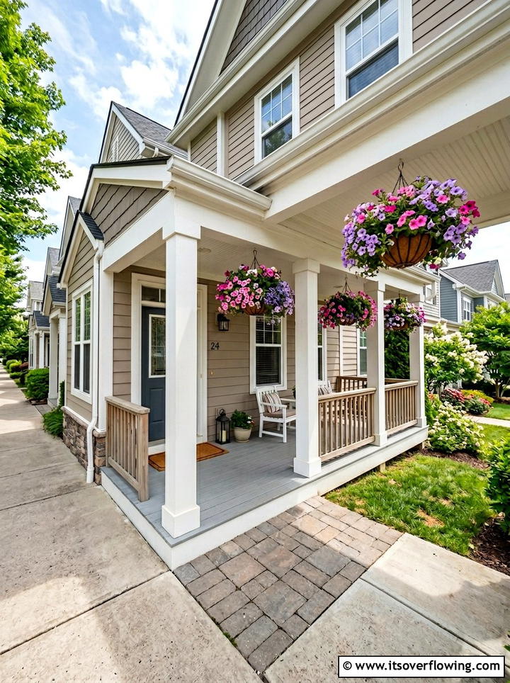 Hanging Flower Baskets - 25 front porch ideas for townhouses