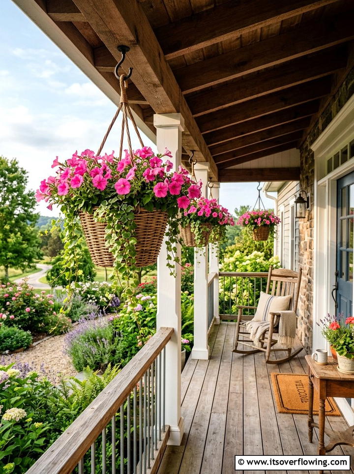 Hanging Flower Baskets - 25 front porch ideas with plants