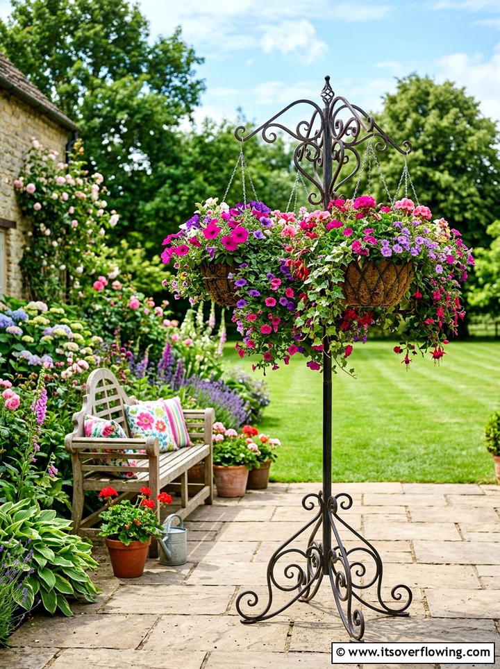 Hanging Flower Baskets - 25 garden decor ideas for renters