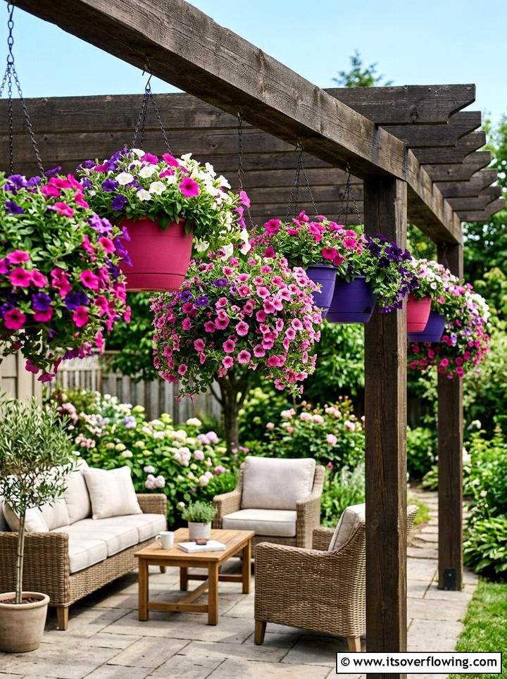Hanging Flower Baskets - 25 creative garden ideas with colorful pots