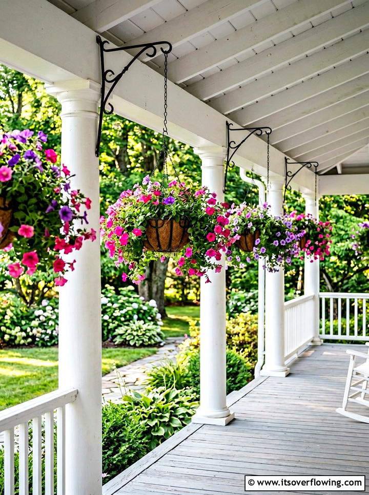 Hanging Flower Baskets - 25 front porch ideas on a budget