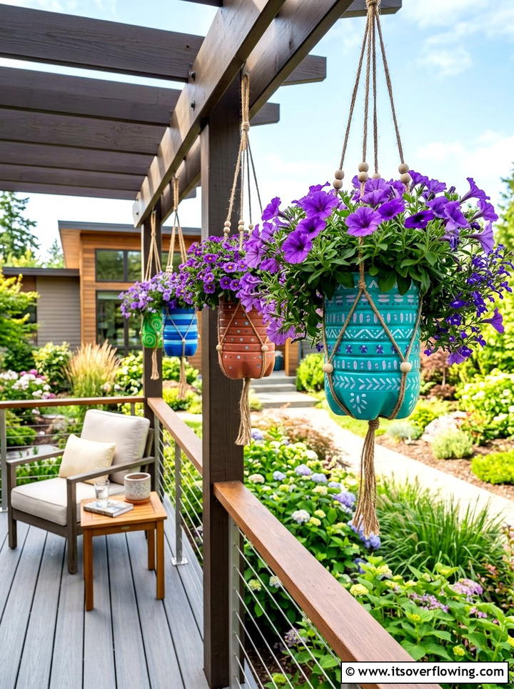 Hanging Flower Pot - 25 upcycled garden ideas with plastic bottles