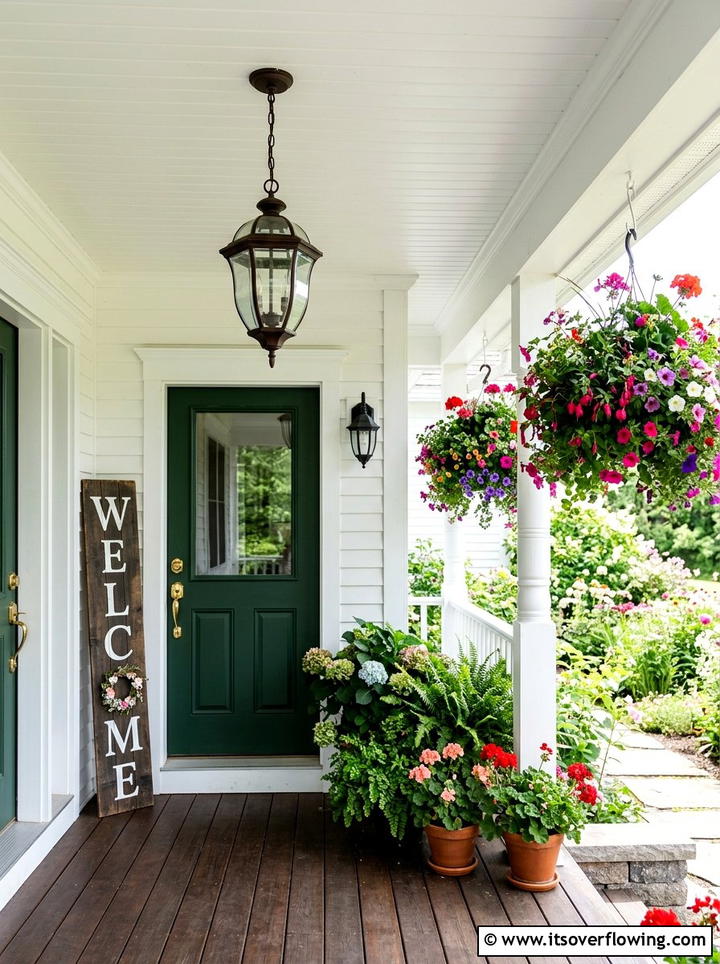 Hanging Glass Lantern - 25 front porch ideas with lanterns