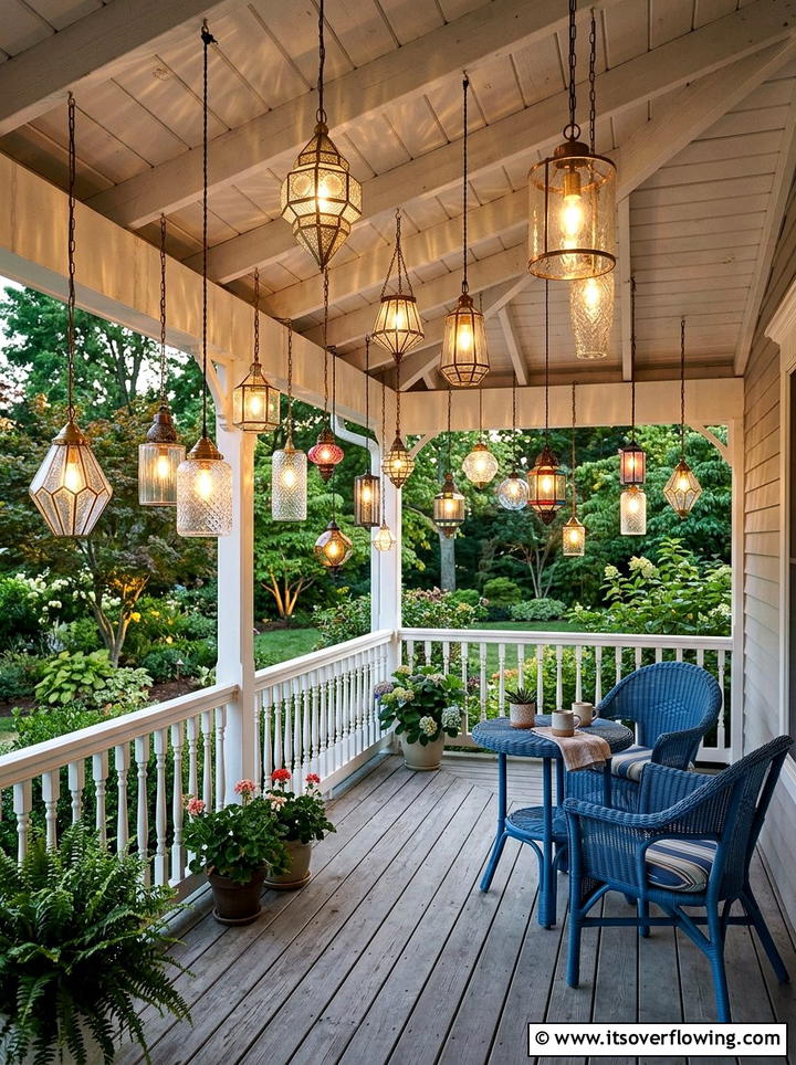 Hanging Glass Lanterns - 25 front porch decor ideas with lanterns