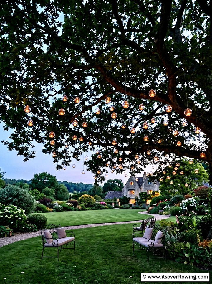 Hanging Glass Orb - 25 garden decor ideas with candles