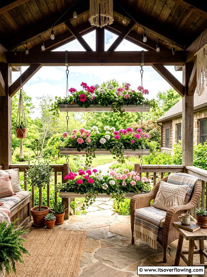 Hanging Gutter Flower Garden - 25 upcycled garden ideas with rain gutters