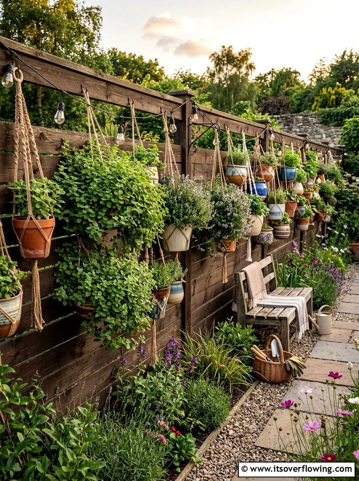 Hanging Herb Garden Fence - 25 backyard decorating ideas with herb stations