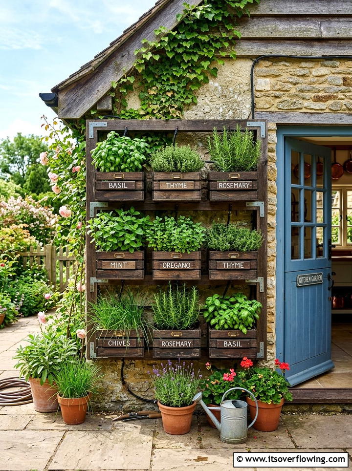 Hanging Herb Garden Wall - 25 upcycled garden ideas with privacy screens