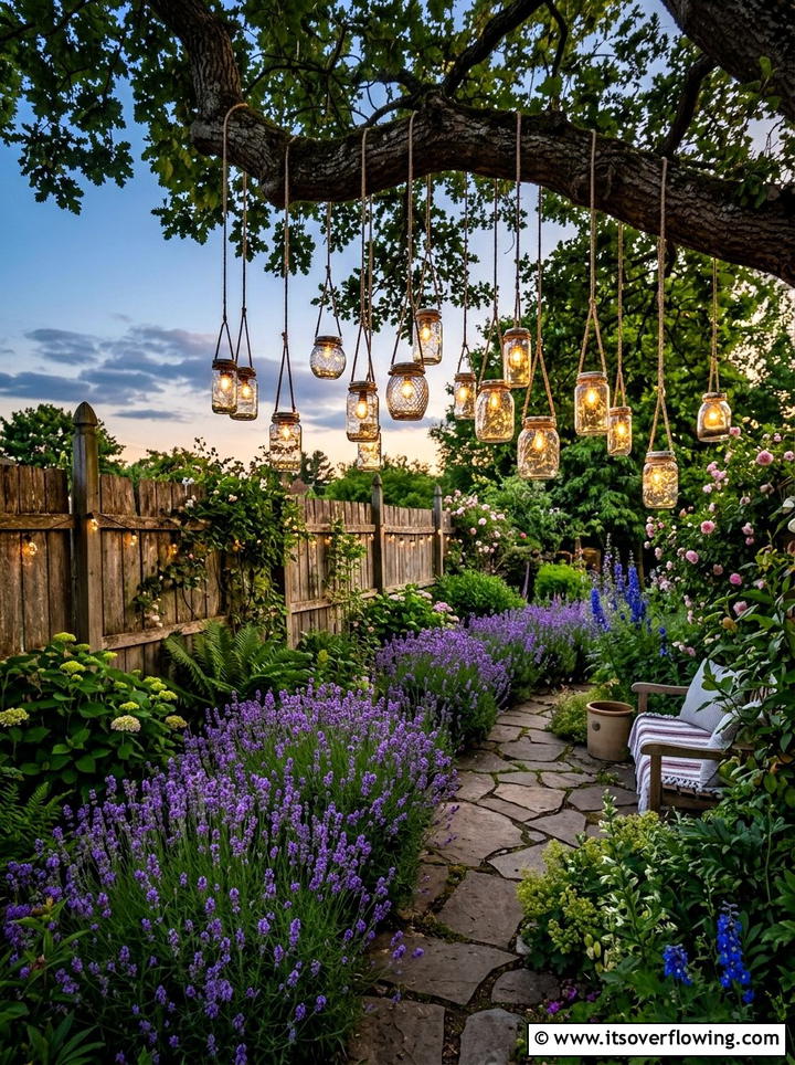 Hanging Jar Lights - 25 backyard decorating ideas with lights
