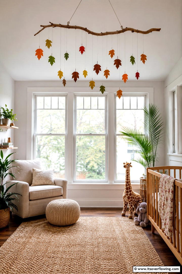 Hanging Leaf Mobile - 50 Fall Leaves Decor Ideas to Brighten Autumn Rooms