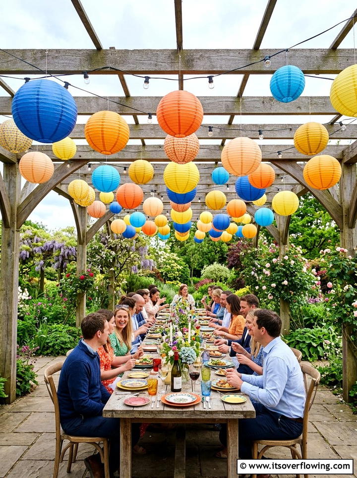 Hanging Paper Lanterns - 25 garden decor ideas for birthdays
