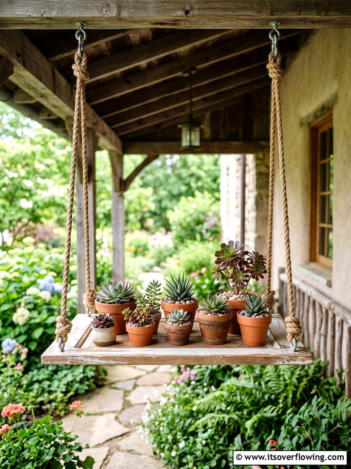 Hanging Plant Tray - 25 upcycled garden ideas with cabinet doors