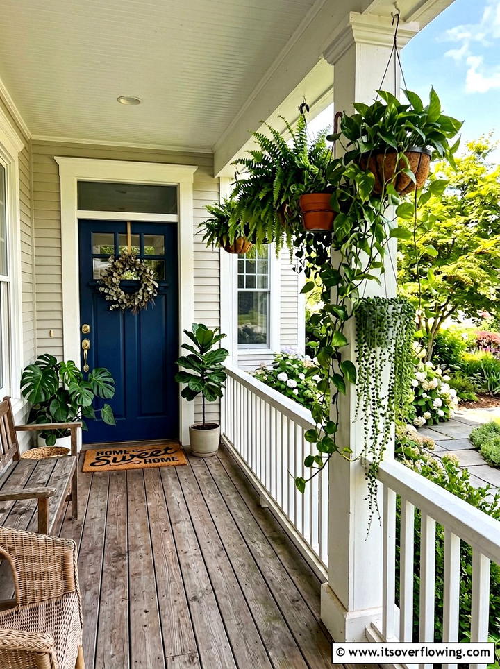 Hanging Plants On One Porch Pillar - 25 front porch decor ideas with asymmetrical layout