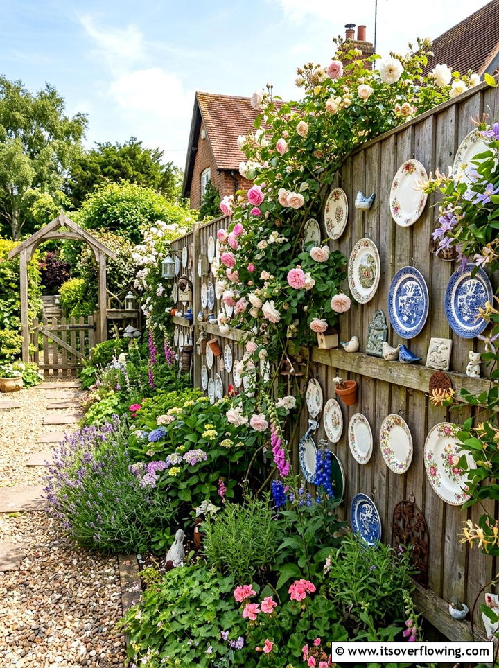 Hanging Plate Wall Art - 25 recycled garden ideas with chipped dishes