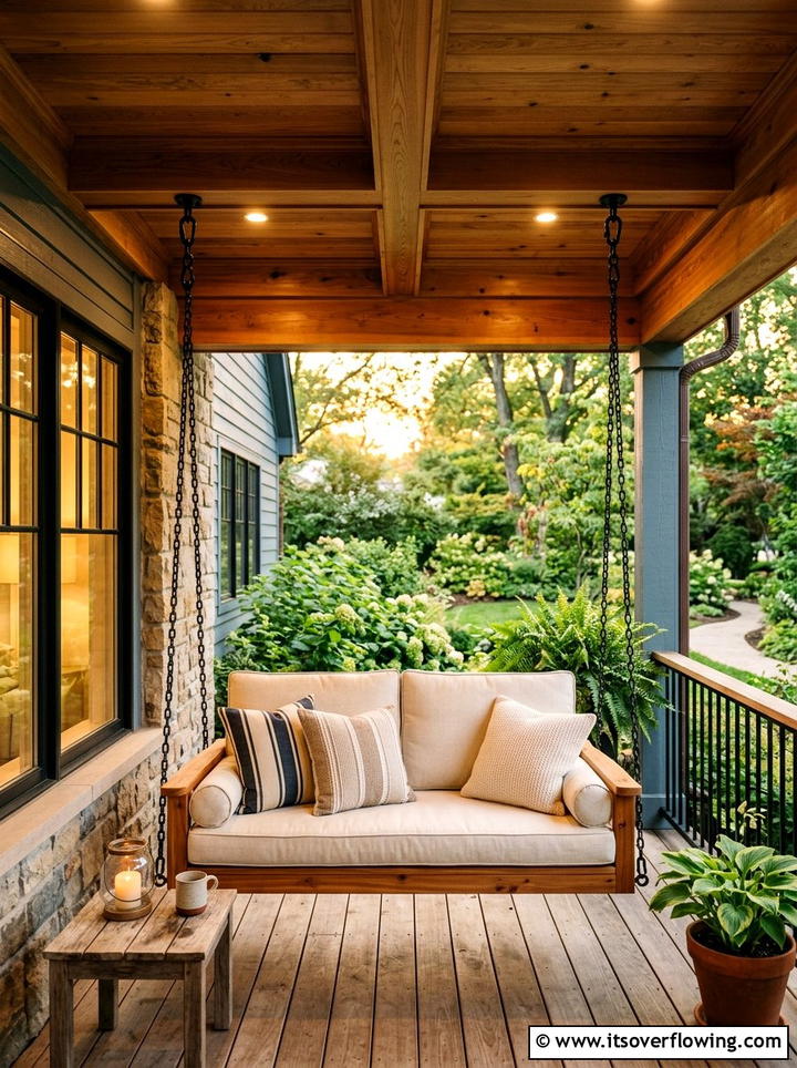 Hanging Porch Swing - 25 front porch ideas for townhouses