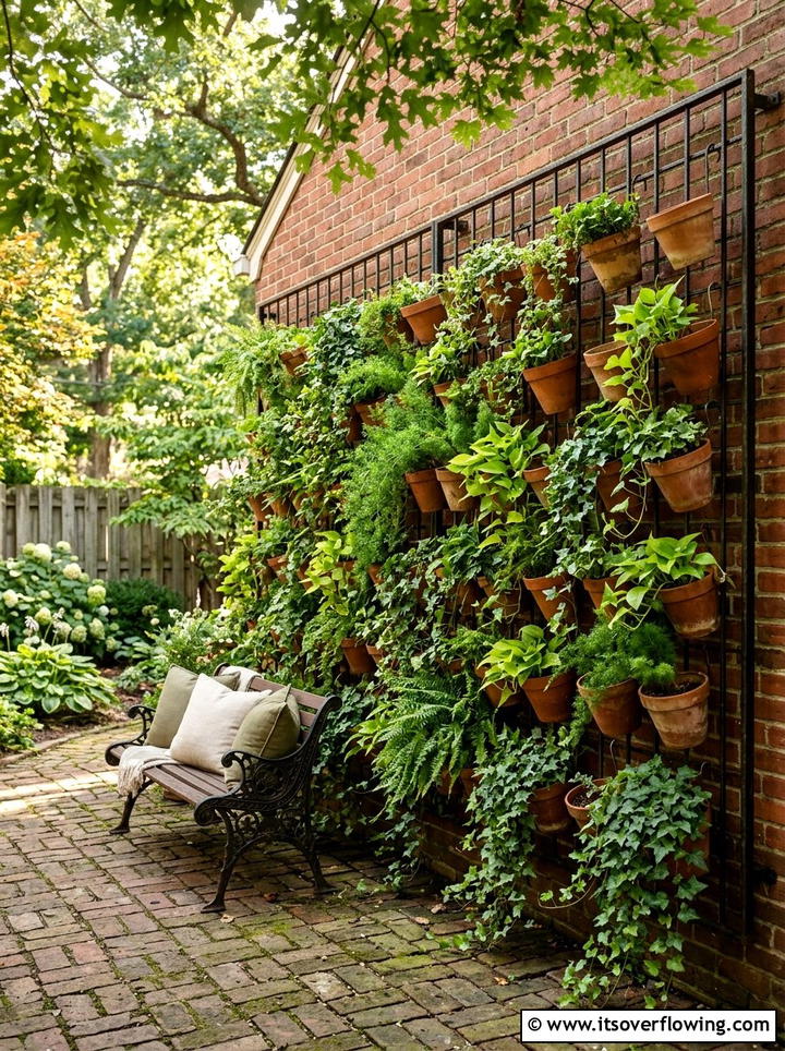 Hanging Potted Plant Wall - 25 garden decor ideas with privacy panels