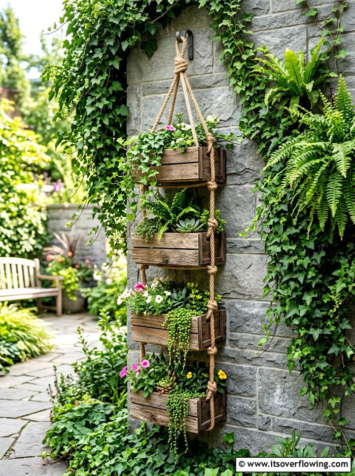 Hanging Rope Planter - 25 garden ideas with rope projects