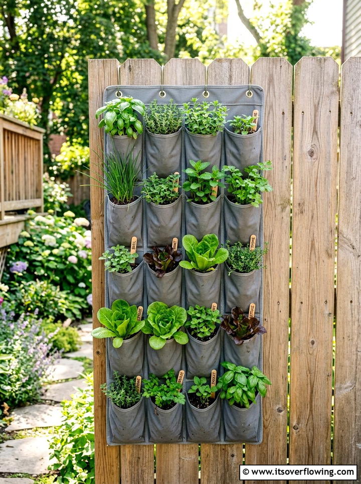 Hanging Shoe Organizer Garden - 25 recycled garden ideas with gutter garden