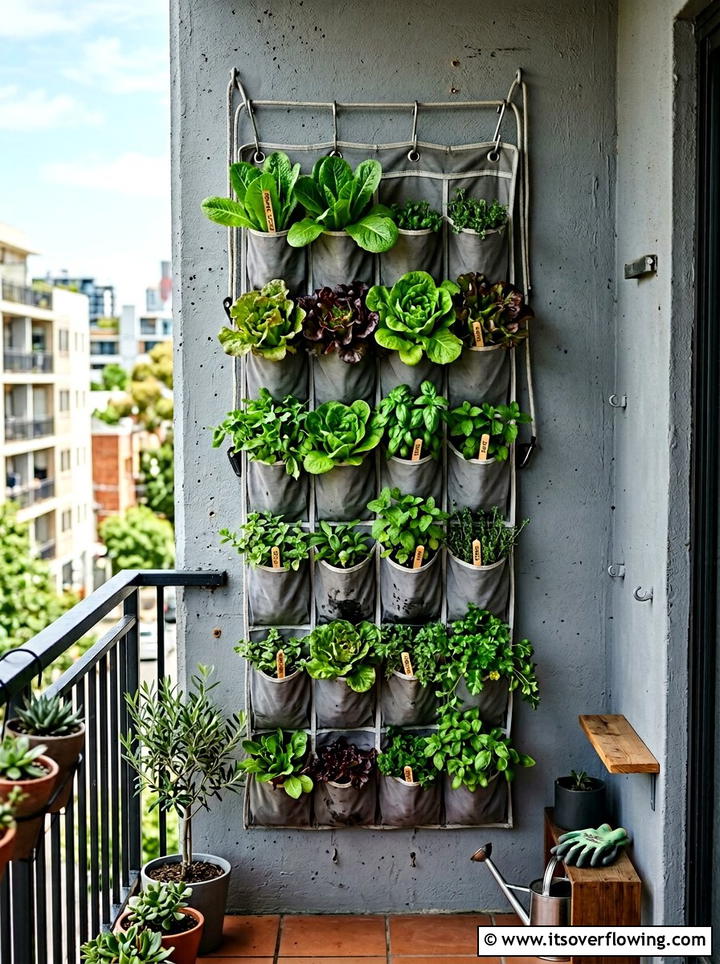 Hanging Shoe Organizer Planter - 25 upcycled garden ideas for urban gardens