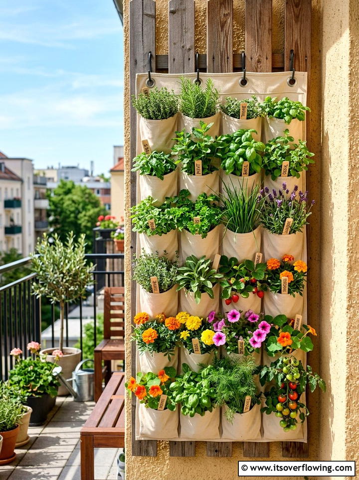 Hanging Shoe Organizer Vertical Garden - 25 upcycled garden ideas for small gardens