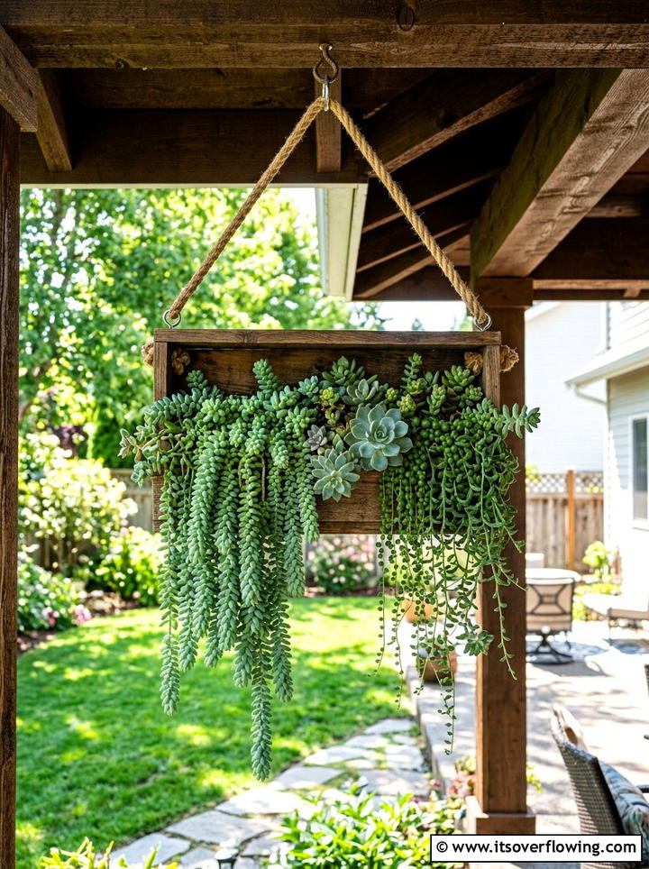 Hanging Succulent Box Frame - 25 garden ideas with succulent frames