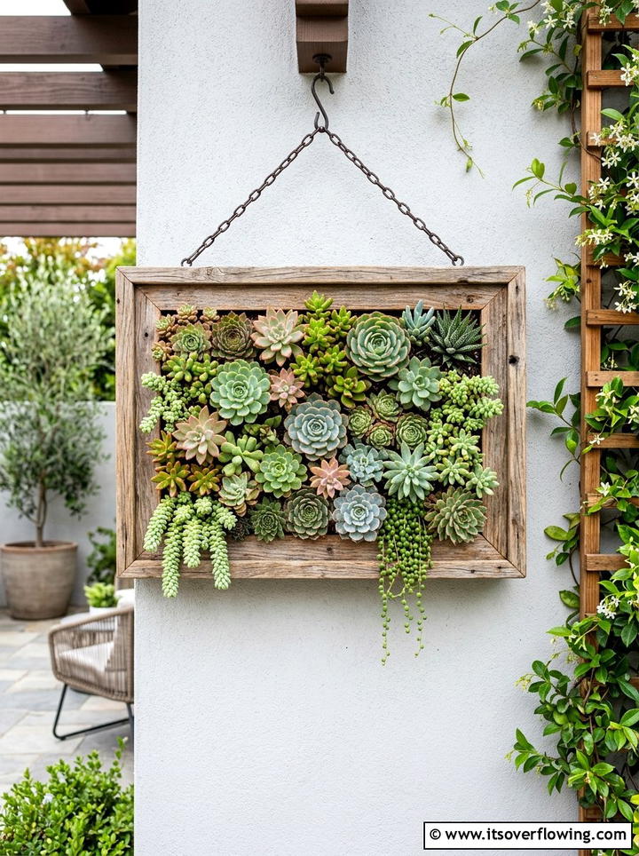 Hanging Succulent Frame - 25 upcycled garden ideas with old fence boards
