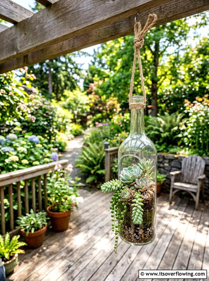 Hanging Succulent Planter - 25 recycled garden ideas with plastic bottles